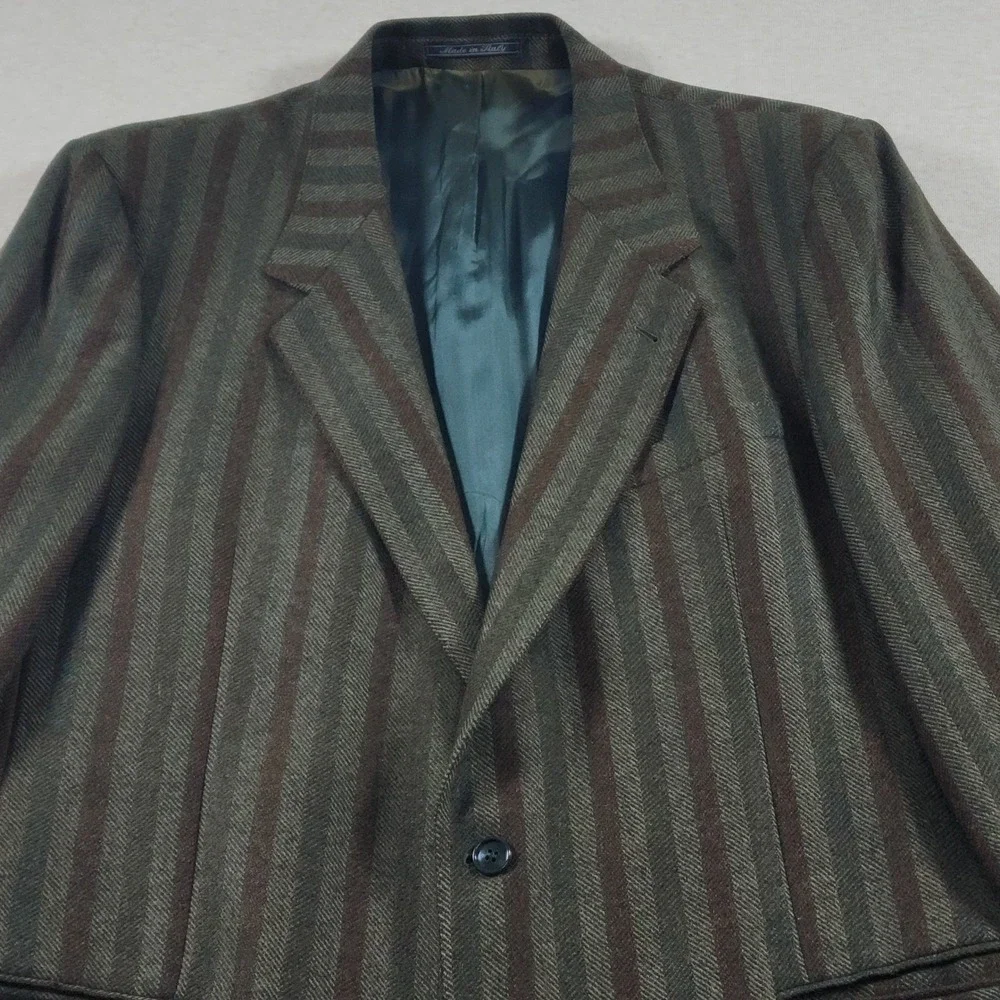 Vintage Lanerossi Mens XL 46 Stripe Wool Blazer Jacket Italy Dark Academia